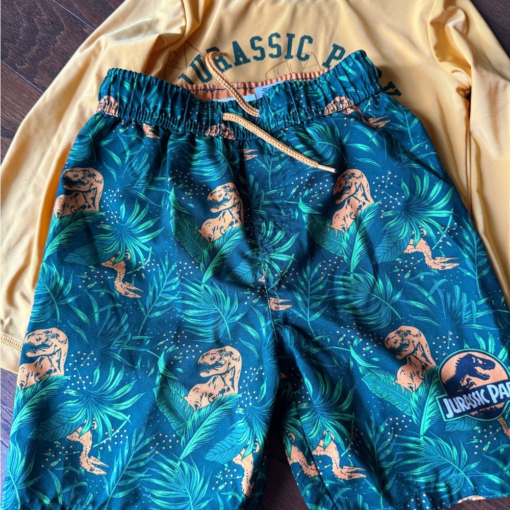 Jurassic Park Swim Shorts and Rash Guard Set